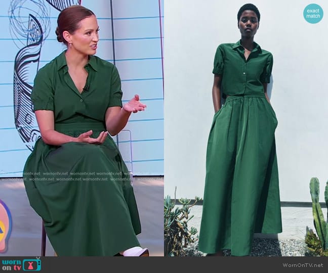 Zara Crop Shirt and Full Midi Skirt worn by Carli Whitwell on Good Morning America