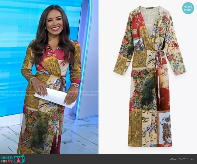 Zara Patchwork Wrap Dress worn by Kaylee Hartung on Today