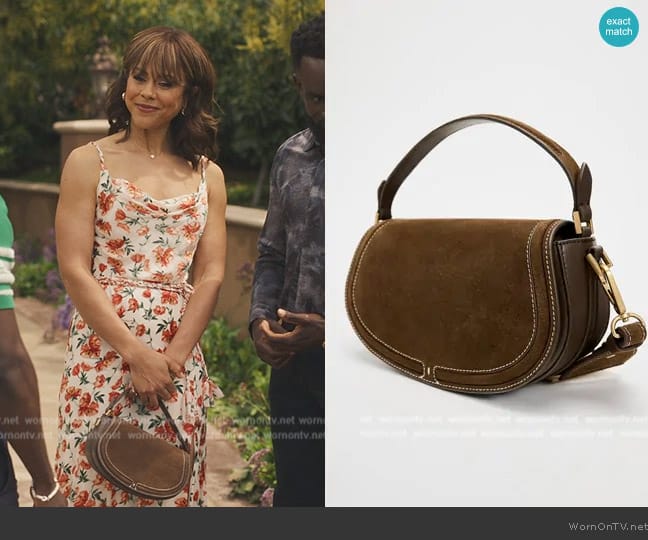 Zara Suede Crossbody Bag worn by Penelope (Lenora Crichlow) on Bel-Air