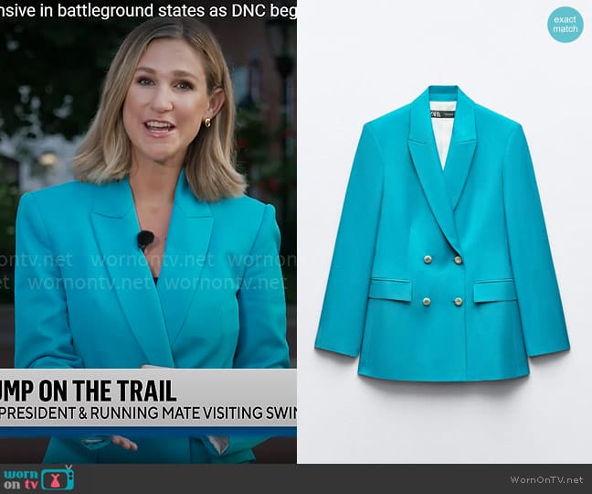 Zara Double Breasted Blazer worn by Caitlin Huey-Burns on CBS Mornings