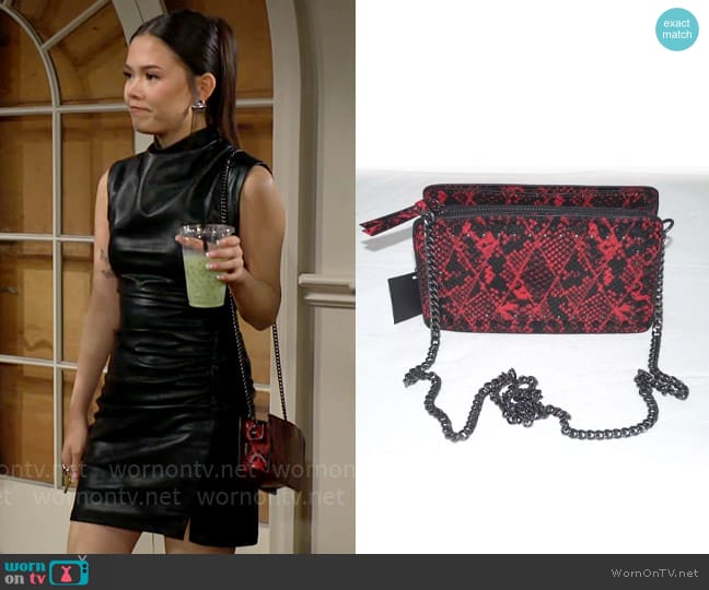 Zara Studded Chain Crossbody Bag worn by Luna (Lisa Yamada) on The Bold and the Beautiful