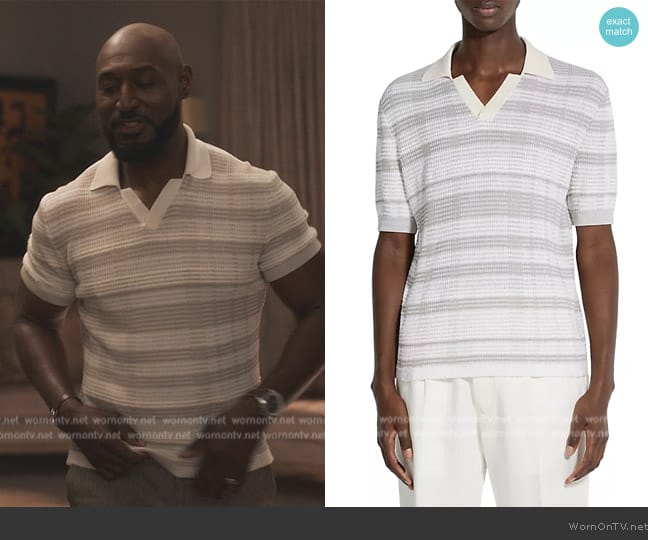 Zegna Cotton and Silk Blend Polo Shirt worn by Philip Banks (Adrian Holmes) on Bel-Air