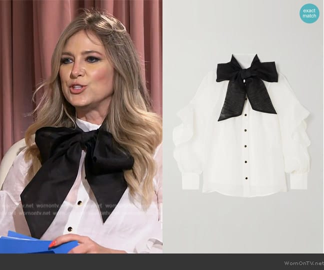 Zimmermann Illustration Waterfall Shirt worn by Nikki Novak on E! News