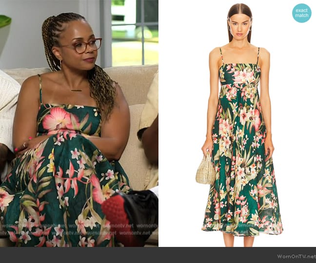 Zimmermann Lexi Midi Dress worn by Carla Banks-Waddles on E! News