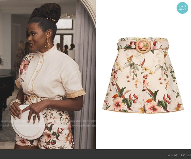 Zimmermann Lexi fitted linen shorts worn by Vivian Banks (Cassandra Freeman) on Bel-Air