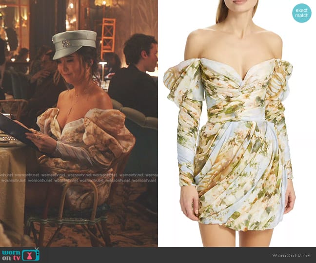 Zimmermann Luminosity Drape Mini Dress worn by Mindy Chen (Ashley Park) on Emily in Paris