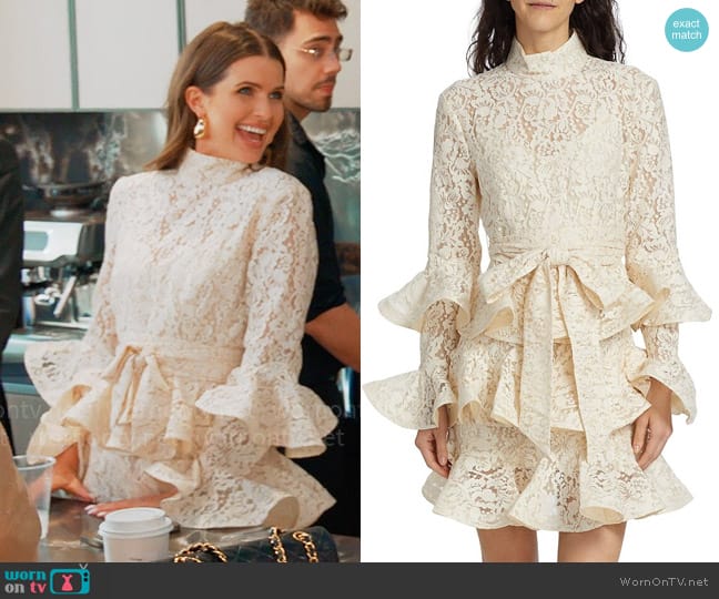 Zimmermann Tama Lace Tiered Mini Dress worn by Jessica Markowski on Owning Manhattan