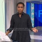 Zinhle’s black asymmetric tunic on NBC News Daily