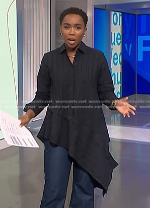 Zinhle's black asymmetric tunic on NBC News Daily