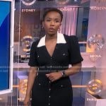 Zinhle’s black contrast collar dress on NBC News Daily