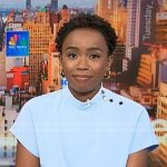 Zinhle’s blue button shoulder top on NBC News Daily