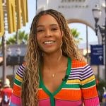 Zuri’s multicolored stripe cardigan on Access Hollywood