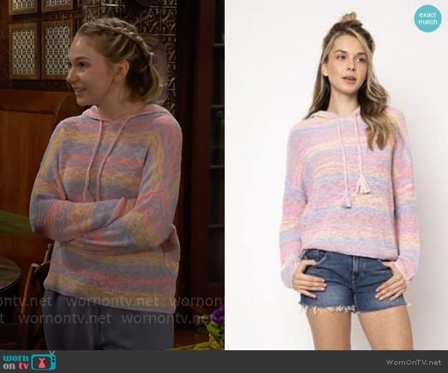 27 Miles Malibu Camilla Hoodie in Rainbow Dye Pastel worn by Lucy Romalotti (Lily Brooks O’ Briant) on The Young and the Restless