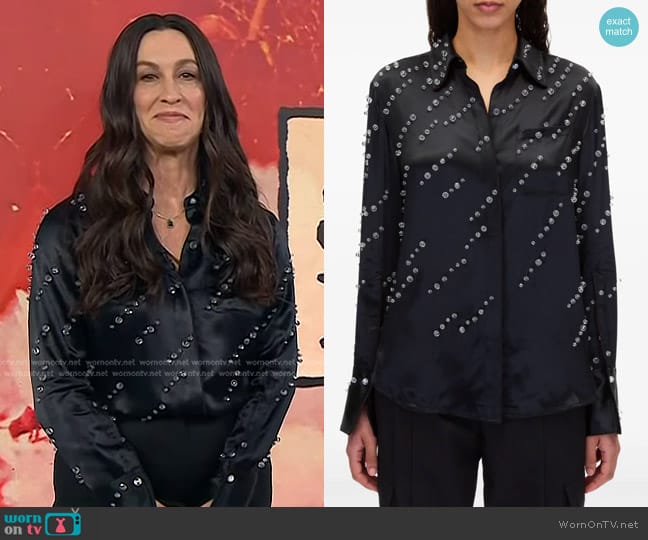 3.1 Phillip Lim Bead-embellished Satin Shirt worn by Alanis Morissette on Today