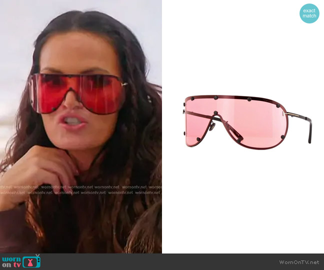 Tom Ford 70MM Shield Metal Sunglasses worn by Lisa Barlow on The Real Housewives of Salt Lake City