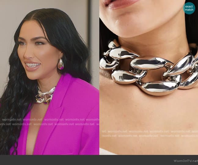 8 Other Reasons Rhodium plated statement chunky necklace worn by Bre Tiesi on Selling Sunset