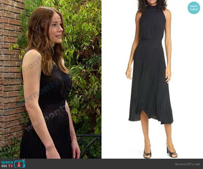 A.L.C. Renzo Pleated Dress worn by Stephanie Johnson (Abigail Klein) on Days of our Lives