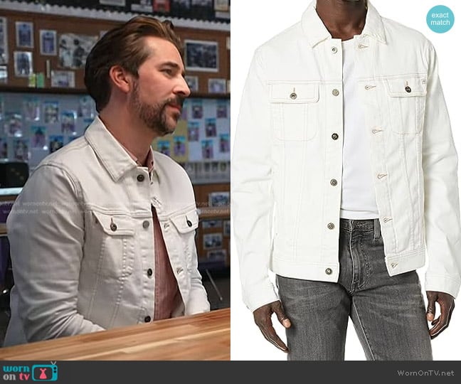 by AG Adriano Goldschmied Dart Denim Jacket in Year Neutral White worn by Joe Fryer on Today