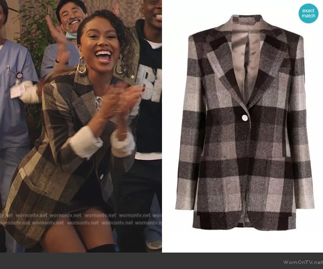 Acne Studios Checked Single Breasted Blazer worn by Keisha (Netta Walker) on All American Homecoming