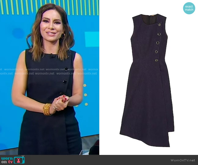 Adam Lippes Denim Midi Dress worn by Rebecca Jarvis on Good Morning America