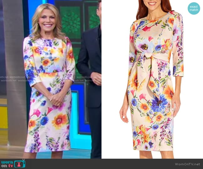 Adrianna Papell Tie Front Sheath Dress worn by Vanna White on Good Morning America