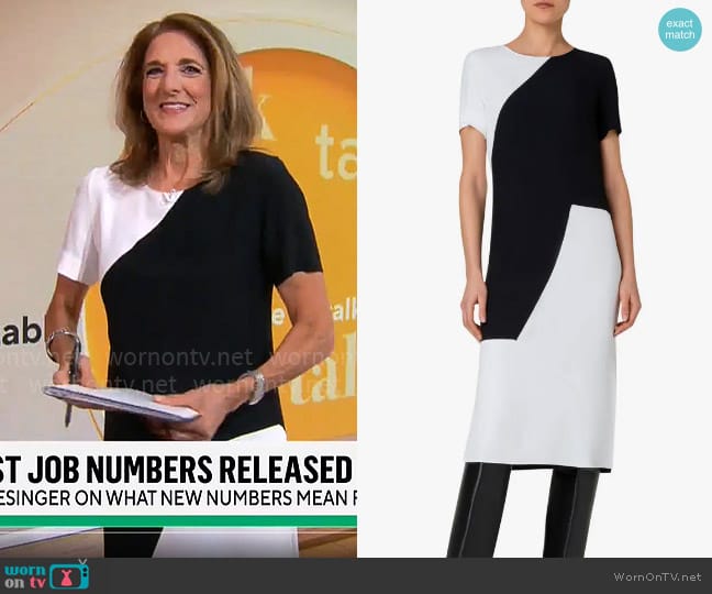 Akris Punto Macro Kaleidoscope Print Crepe Shift Dress worn by Jill Schlesinger on CBS Mornings