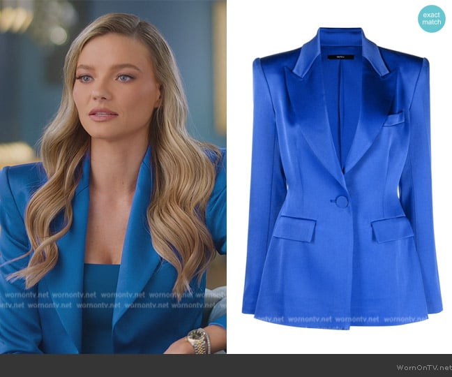 Alex Perry Single-breasted satin blazer worn by Alanna Gold on Selling Sunset