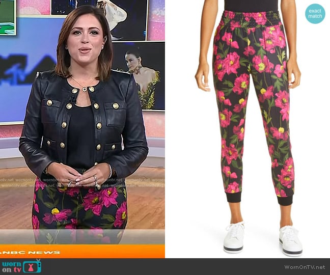 Alice + Olivia Ramora Floral Joggers worn by Chloe Melas on Today