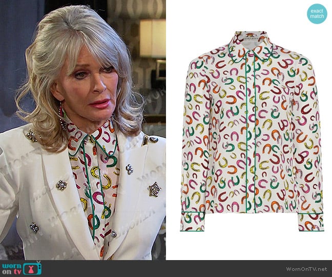 Alice + Olivia Willa Horseshoe Silk Shirt worn by Hattie Adams (Deidre Hall) on Days of our Lives