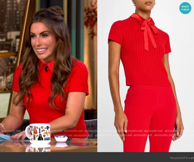 Alice + Olivia Abbott Short-Sleeve Collared Tie Pullover worn by Alyssa Farah Griffin on The View