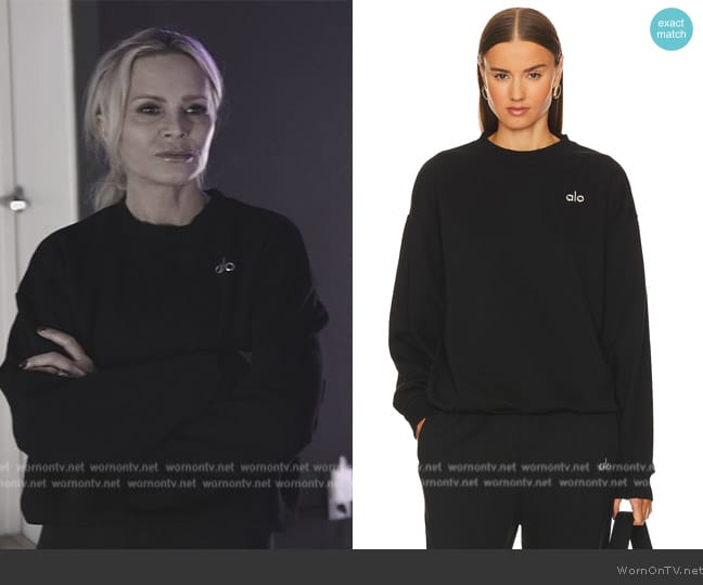 Alo Accolade Crew Neck Pullover Sweatshirt worn by Tamra Judge on The Real Housewives of Orange County