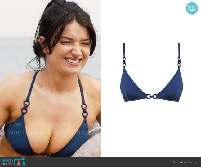 Amelia’s blue bikini top on The Perfect Couple