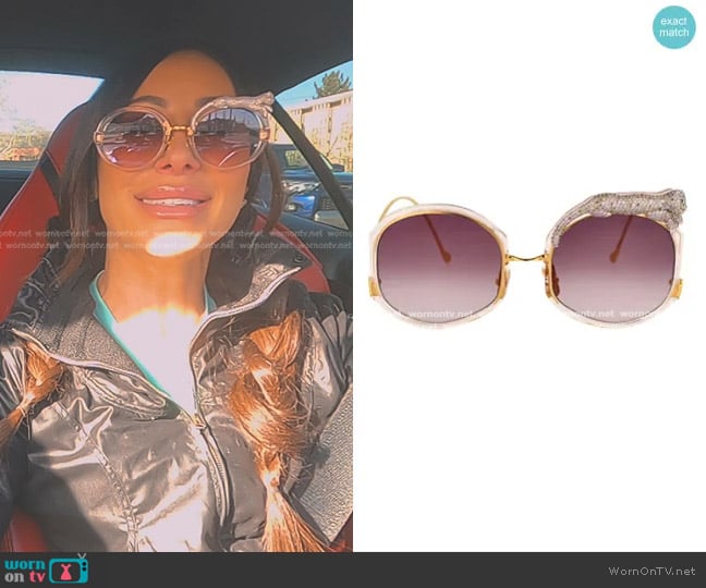 Anna-Karin Karlsson Rose Et Le Reve Sun Sunglasses in Pink worn by Angie Katsanevas on The Real Housewives of Salt Lake City