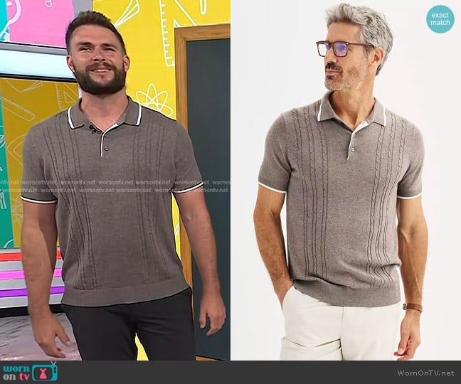 Apt. 9 Cable Knit Polo in Brown worn by Philip Lindsay on Today