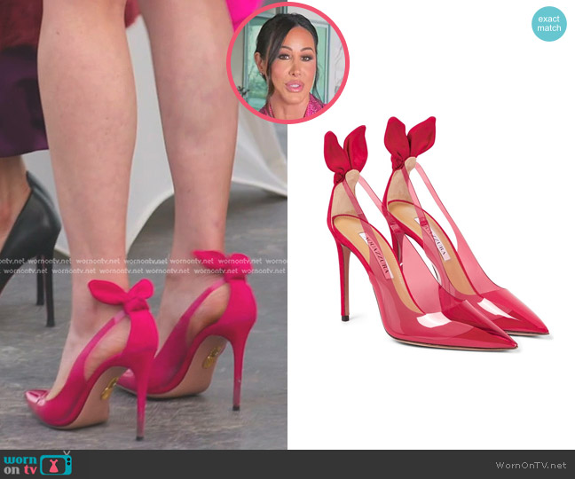 Aquazzura Bow Tie Plexi 105 Pumps worn by Angie Katsanevas on The Real Housewives of Salt Lake City