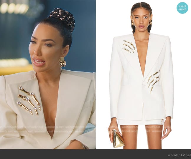 Area Crystal Claw Relaxed Blazer worn by Bre Tiesi on Selling Sunset