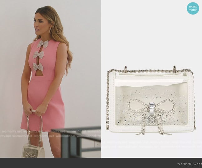 Betsey Johnson Rhinestone Bow Bag worn by Chrishell Stause on Selling Sunset