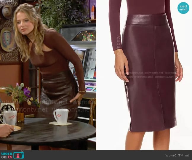 Babaton at Aritzia Pegu Skirt worn by Summer Newman (Allison Lanier) on The Young and the Restless