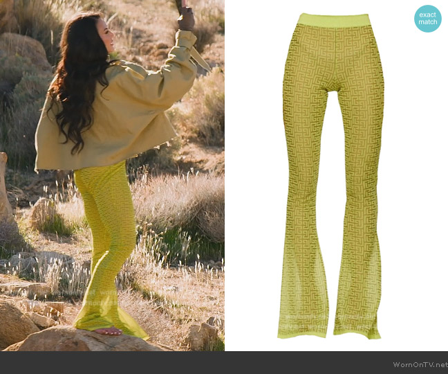 Balmain Semi-sheer Monogram Pattern Flared Pants worn by Amanza Smith on Selling Sunset