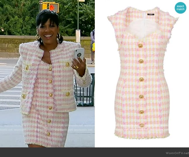 Balmain Pink & Yellow Miami Minidress worn by Tamron Hall on Tamron Hall Show