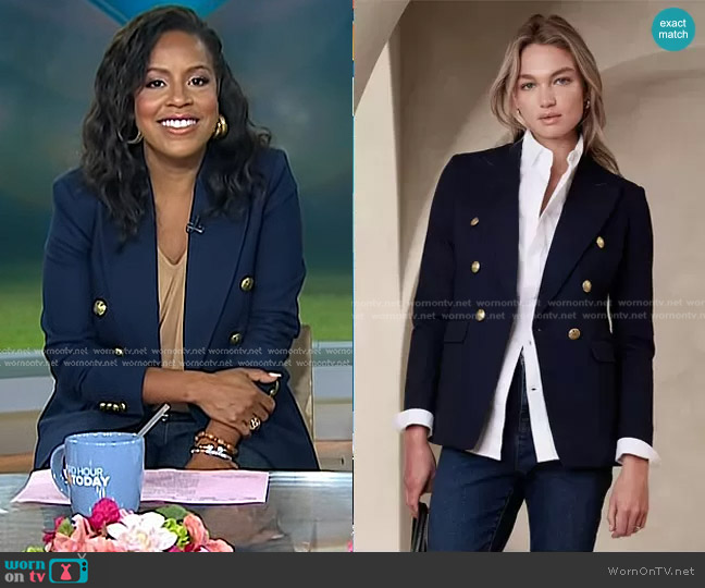 Banana Republic Icon Blazer in Preppy Navy worn by Sheinelle Jones on Today