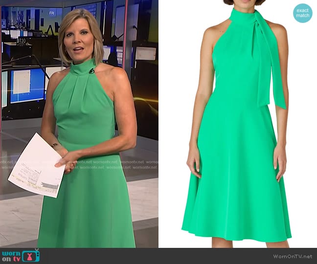 Black Halo Audrey Dress in Green worn by Kate Snow on NBC News Daily