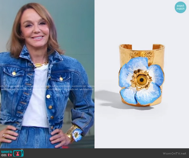 Schiaparelli Blooming Eye Cuff Bracelet worn by Philippine Leroy-Beaulieu on Good Morning America