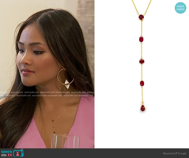 Brevani Ruby Lariat Necklace worn by Jenn Tran on The Bachelorette