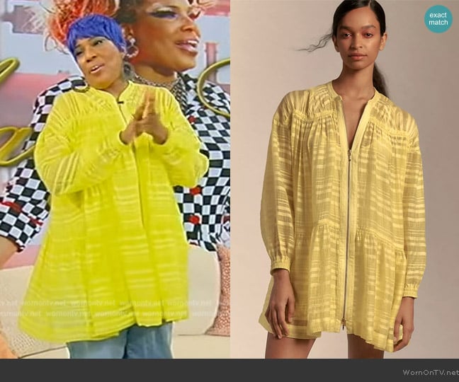 Anthropologie Long-Sleeve Zip-Front Mini Dress worn by Macy Gray on Tamron Hall Show