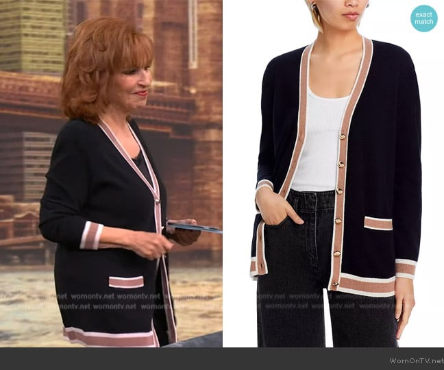 C by Bloomingdales Cashmere Cashmere Contrast Trim Cardigan worn by Joy Behar on The View