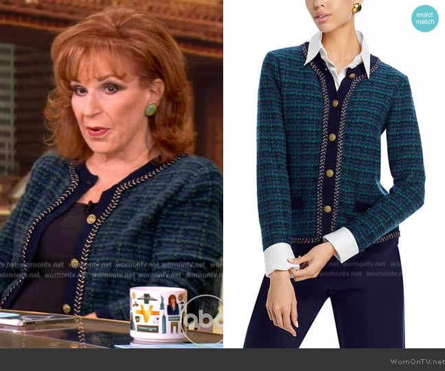 C by Bloomingdales Tweed Crewneck Cardigan worn by Joy Behar on The View