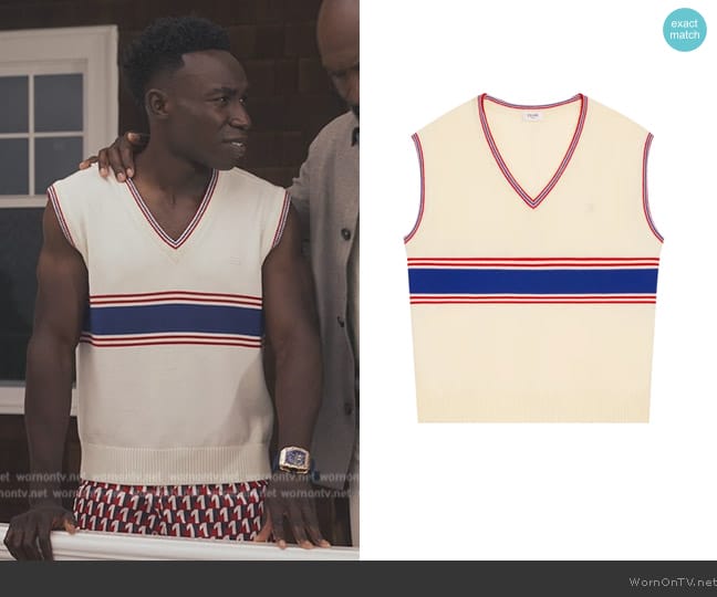 Celine Pull Sans Manches Triomphe worn by Carlton Banks (Olly Sholotan) on Bel-Air