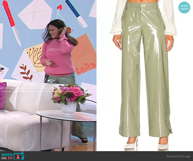 Camila Coelho Cyrus Pant in Sage worn by Donna Farizan on Today