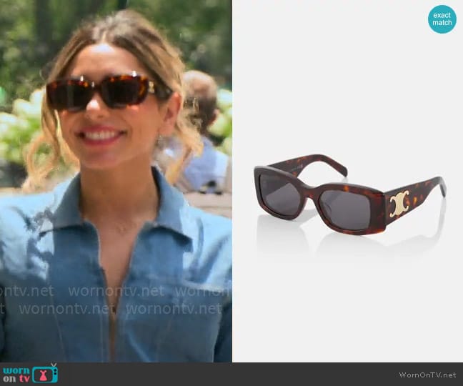 Celine Triomphe rectangular sunglasses worn by Jade Shenker on Owning Manhattan